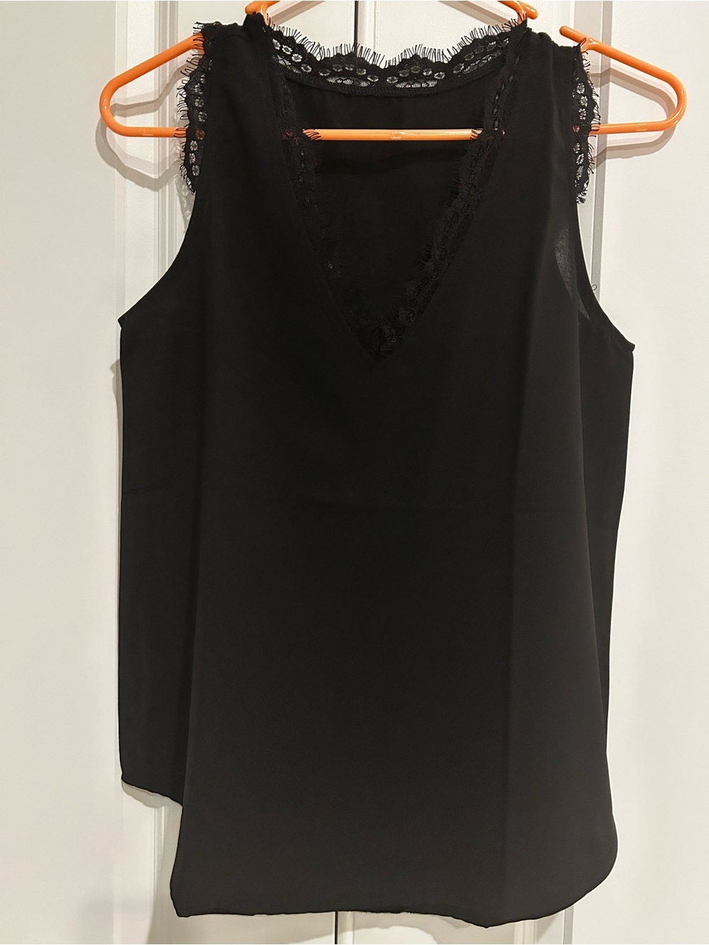 Sleeveless Lace-Trim V-Neck Camisole - Black